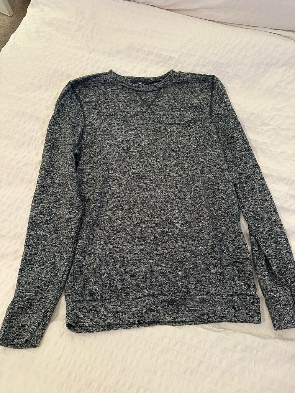 Topman Charcoal Heather Crewneck Sweater - Gray/Black